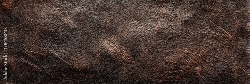 Textured surface of dark brown material with variations in tone and marks
