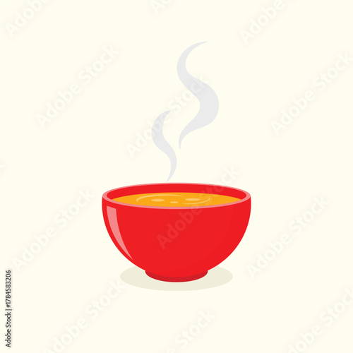 Red cup of hot Chinese tea. Teatime ceremony element vector illustration.