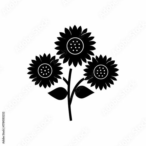 creative Sunflowers Icon vector silhouette illustration isolated on white background