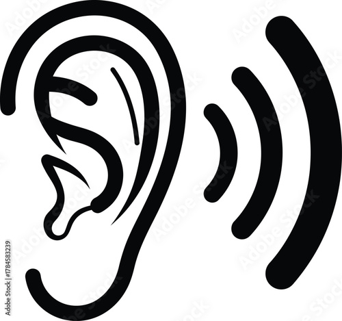 Ear hearing listen sound waves audiology deafness ear canal hearing aid eps silhouette