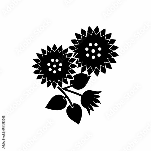 creative Sunflowers Icon vector silhouette illustration isolated on white background
