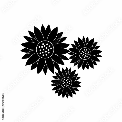 creative Sunflowers Icon vector silhouette illustration isolated on white background
