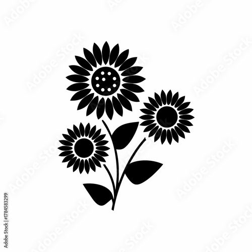 creative Sunflowers Icon vector silhouette illustration isolated on white background