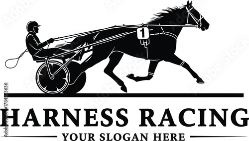 Harness racing logo design for equine sports and horse racing events eps silhouette