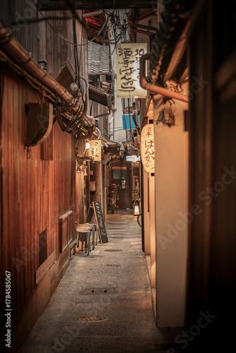 Canvas Print narrow street in Osaka