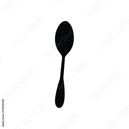 Isolated black spoon silhouette for cooking or eating utensils for food ingredient
