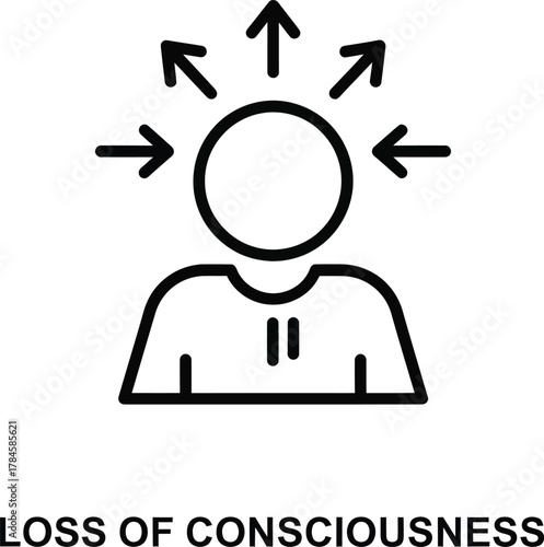 Loss of consciousness icon vector illustration, stroke, editable eps eps silhouette