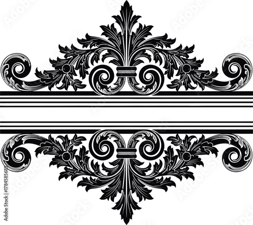 Vintage floral flourish ornament vector design decorative illustration eps silhouette