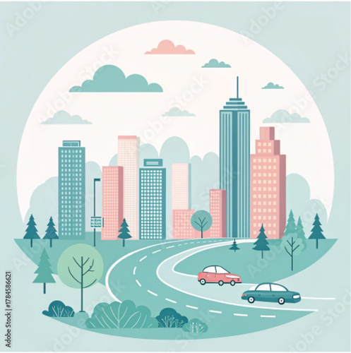 Modern urban city skyline vector illustration