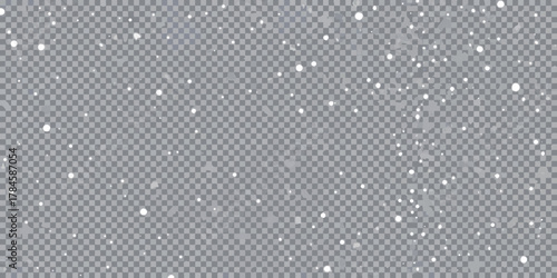 Realistic falling snow overlay with transparent background for winter holiday design