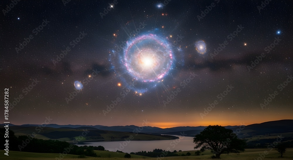 Fototapeta premium night sky with stars and clouds