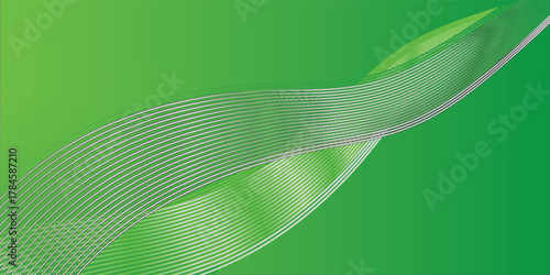 Abstract White and Green wave wide background banner. Vektor illustration.