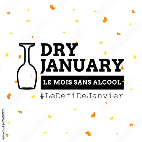 Le mois sans alcool - Défi de janvier - Dry january - Illustration simple et moderne
