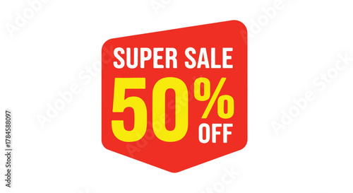 Super Sale 50% off Discount Vector Graphic Template for Commercial Promotions and Advertising