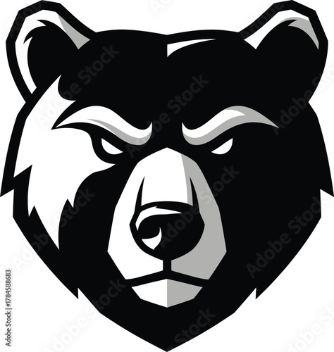 Black bear head logo vector illustration mascot animal wildlife design eps silhouette
