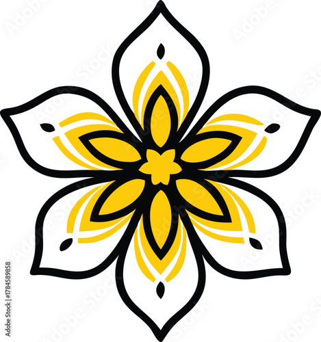 Intricate orchid flower mandala design with geometric patterns