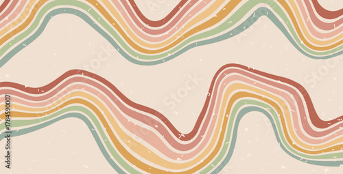 Vector horizontal wavy vintage stripes design. Pop art backdrop