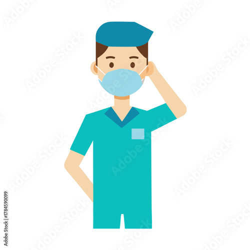 male nurse adjusting mask,