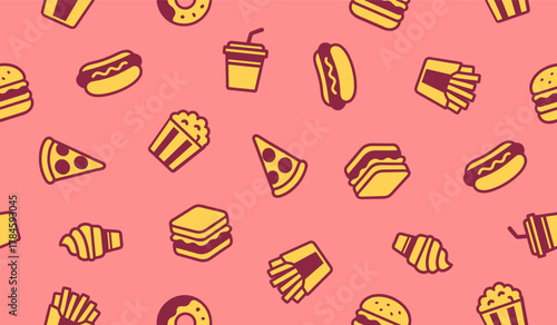 Fast food pattern background vector design