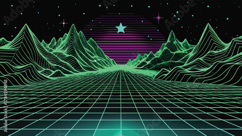 deep black canvas sprinkled with luminous green stars, resembling a starry night scene..eps