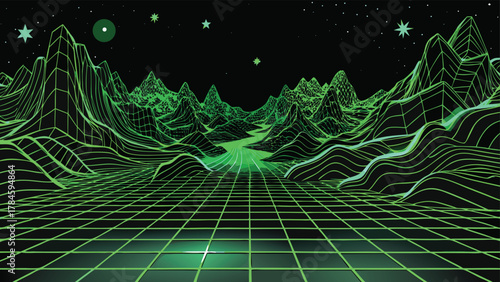 bright green stars, evoking a sense of night sky wonder..eps