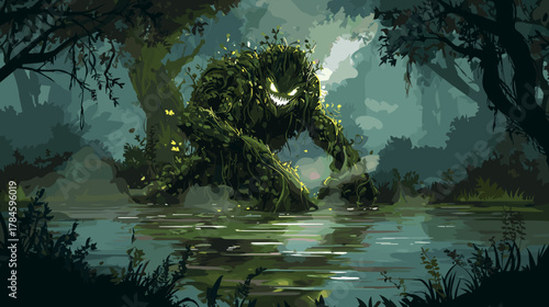 Fantasy Swamp Monster Vector Illustration