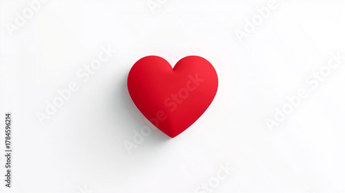 Love's Symbolic Heart: A single, vibrant red heart, a powerful symbol of love, care, and emotion, presented with simplicity and elegance.