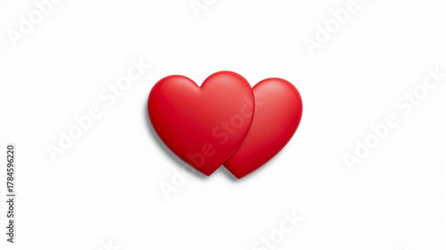 Symbol of Unity: Two glossy red hearts, entwined in a tender embrace, symbolize love, connection, and affection. The hearts, filled with passion and warmth.
