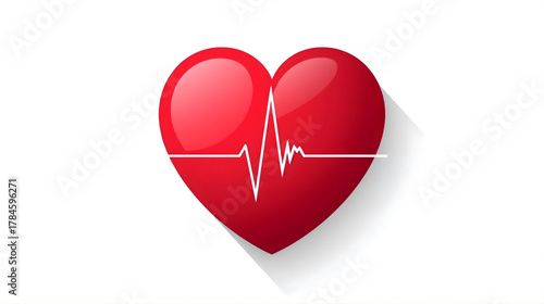 Vitality’s Pulse: A radiant red heart, interwoven with the dynamic rhythm of a healthy heartbeat, stands as a vibrant emblem of life, wellness, and vitality.