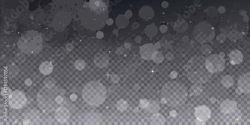 Abstract dark gray background with soft focus bokeh lights and subtle starry sparkles
