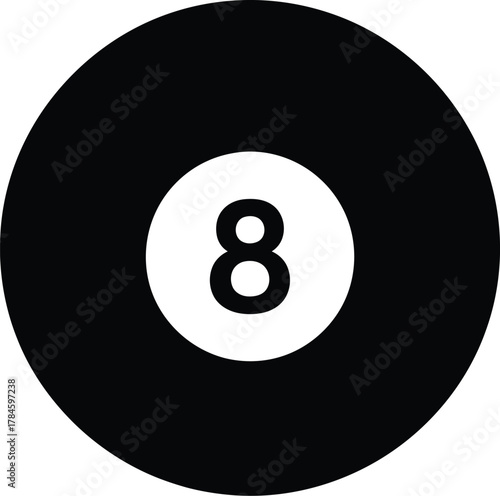 Eight ball vector illustration black and white billiard ball graphic art eps silhouette