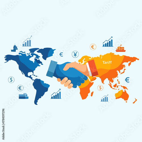 Global business handshake symbolizing international cooperation and partnership across continents.