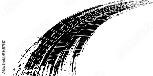Tire mark. Car and motorcycle tire track vector set. Truck tread mark on the road concept. Vector tire mark from different tread type of car and moto wheel