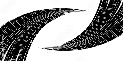 Tire mark. Car and motorcycle tire track vector set. Truck tread mark on the road concept. Vector tire mark from different tread type of car and moto wheel