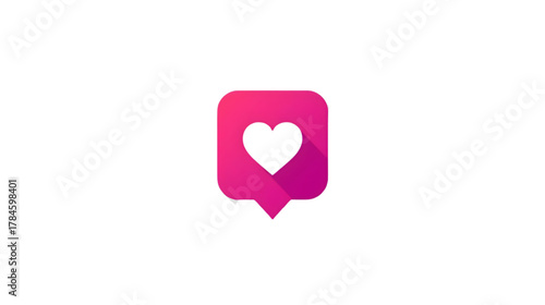 Heart Icon in a Bubble: A digital illustration showcasing a heart symbol, artfully placed within a speech bubble, radiating sentiments of love, care, and endorsement. 