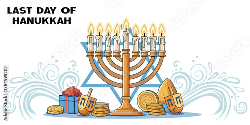 Last Day of Hanukkah Illustration