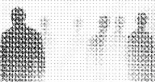 Abstract halftone human silhouette in blur effect, vector texture for poster, banner, and modern design.