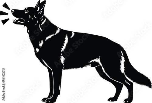 Black german shepherd barking vector illustration clip art design eps silhouette