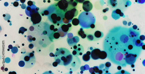 Old film light leaks texture with scratches, noise, iridescent light. Rainbow lens flare effect, camera film filter with bokeh, dust, grain. Shape of bacterial cell: cocci, bacilli, spirilla bacteria