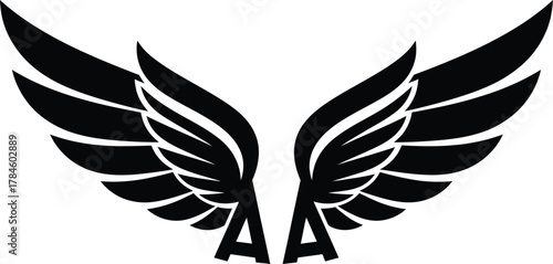 Find black wings vector graphic design element for tattoo and logo art eps silhouette