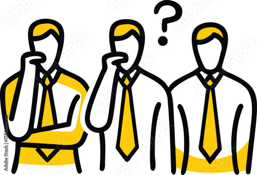 Doubtful Businessmen Contemplating Hard Problems and Thinking