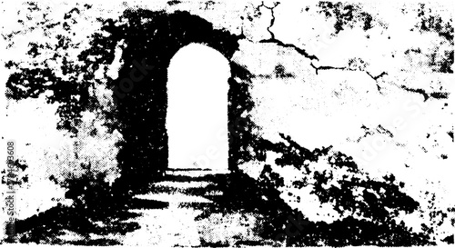 Engraving print with antique silhouette design. Hand-drawn outline illustration in vintage style, ideal for graphic applications and artistic vector set.