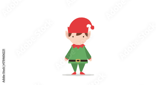 Whimsical little holiday helper, a charming cartoon elf character in a festive costume ready for the winter season