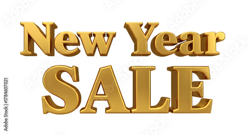 Golden 3d text new year sale isolated on transparent background