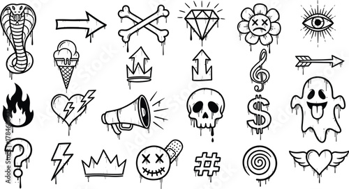 Graffiti style tattoo designs vector illustration art collection eps silhouette