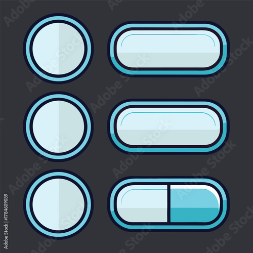 Pills and Capsules Icon Set in Blue and White