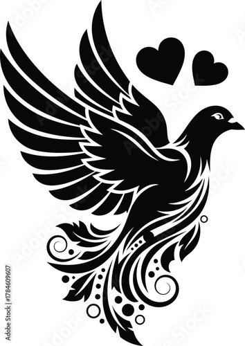 Dove love bird vector illustration peace symbol flying bird design art eps silhouette