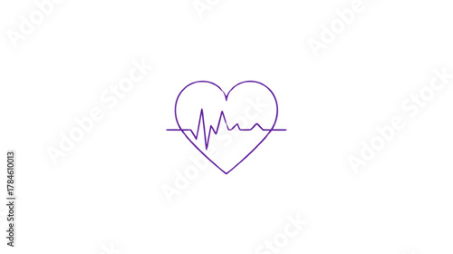 Heartbeat of Healthcare: a minimalistic, clean line drawing of a heart with an electrocardiogram, representing vitality, well-being, and life