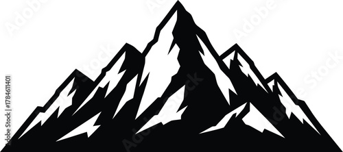 Mountain range vector illustration black and white peak landscape art eps silhouette