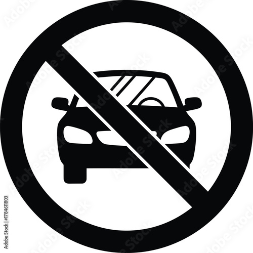 No car sign vector illustration traffic symbol forbidden auto vehicle eps silhouette